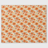 Vintage rustikale Orangen Herbst-Blume Muster Geschenkpapier (Flach)