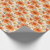 Vintage rustikale Orangen Herbst-Blume Muster Geschenkpapier (Ecke)