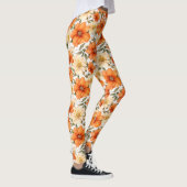 Vintage rustikale Orangen Herbst-Blume Muster Leggings (Rechts)