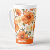 Vintage rustikale Orangen Herbst-Blume Muster Milchtasse (Linke Ecke)