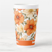Vintage rustikale Orangen Herbst-Blume Muster Milchtasse (Vorderseite)