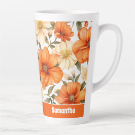 Vintage rustikale Orangen Herbst-Blume Muster Milchtasse
