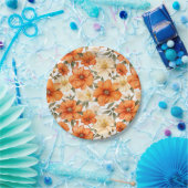 Vintage rustikale Orangen Herbst-Blume Muster Pappteller (Party)