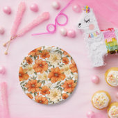 Vintage rustikale Orangen Herbst-Blume Muster Pappteller (Party)