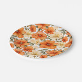 Vintage rustikale Orangen Herbst-Blume Muster Pappteller (Schrägansicht)