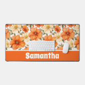 Vintage rustikale Orangen Herbst-Blume Muster Schreibtischunterlage (Tastatur & Maus)