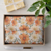 Vintage rustikale Orangen Herbst-Blume Muster Seidenpapier (Geschenk)