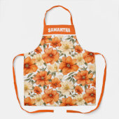 Vintage rustikale Orangen Herbstmuster Blume Schürze (Vorderseite)