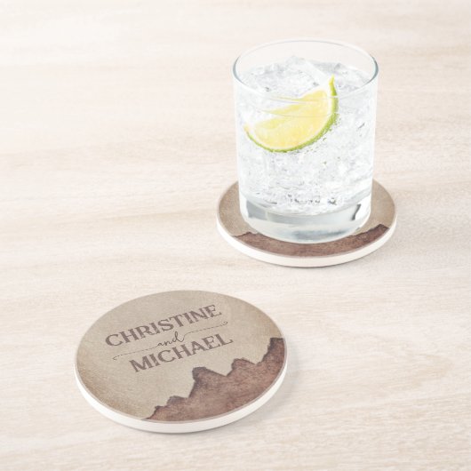 Vintage rustikale Papageienhochzeit Getränkeuntersetzer (Seite)