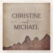 Vintage rustikale Papageienhochzeit Glasuntersetzer (Vorderseite)