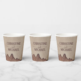 Vintage rustikale Papageienhochzeit Pappbecher