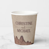 Vintage rustikale Papageienhochzeit Pappbecher (Vorderseite)