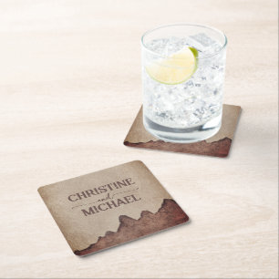 Vintage rustikale Papageienhochzeit Rechteckiger Pappuntersetzer