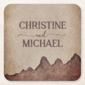 Vintage rustikale Papageienhochzeit Rechteckiger Pappuntersetzer (Vorderseite)