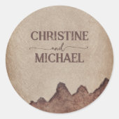 Vintage rustikale Papageienhochzeit Runder Aufkleber (Vorderseite)