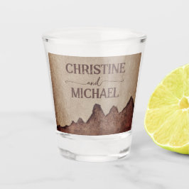 Vintage rustikale Papageienhochzeit Schnapsglas