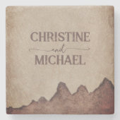 Vintage rustikale Papageienhochzeit Steinuntersetzer (Vorderseite)