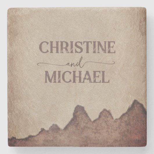 Vintage rustikale Papageienhochzeit Steinuntersetzer (Vorderseite)