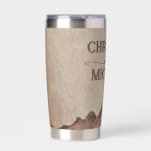 Vintage rustikale Papageienhochzeit Thermobecher (Vorderseite)