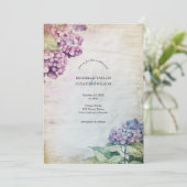 Vintage Rustikale Pastel Hydrangea Blume Einladung (Stehend Vorderseite)