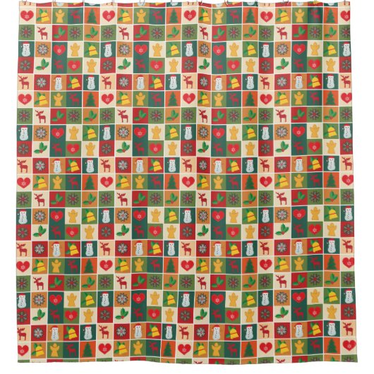Vintage rustikale Patchwork-Weihnachtsduschvorhang Duschvorhang (Vorderseite)