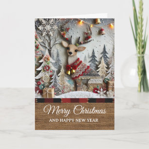 Vintage Rustikale Rentiere Frohe Weihnachten  Karte