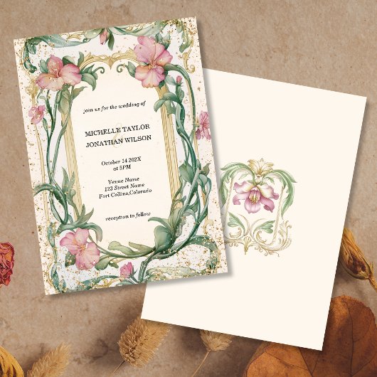 Vintage rustikale Retro Art Nouveau Botanischer Ga Einladung