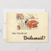 Vintage Rustikale Retro Couple Old Bridesmaid Card Einladung (Vorderseite)
