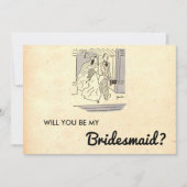 Vintage rustikale Retro Romantische Bridesmaid-Kar Einladung (Vorderseite)