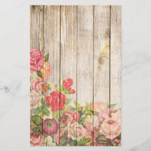 Vintage rustikale romantische Rose Holz Briefpapier