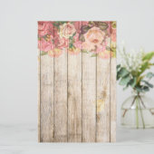 Vintage rustikale romantische Rose Holz Briefpapier (Stehend Vorderseite)