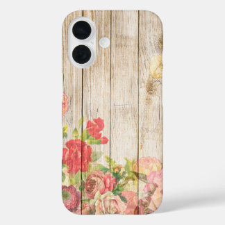 Vintage rustikale romantische Rose Holz iPhone 16 Hülle
