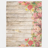 Vintage rustikale romantische Rose Holz Fleecedecke (Vorderseite)