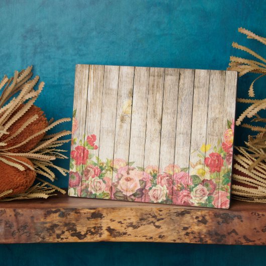 Vintage rustikale romantische Rose Holz Fotoplatte (Seite)