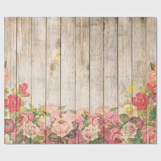 Vintage rustikale romantische Rose Holz Geschenkpapier (Flach)