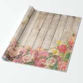 Vintage rustikale romantische Rose Holz Geschenkpapier (Ungerollt)