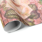 Vintage rustikale romantische Rose Holz Geschenkpapier (Rolleneckpunkt)