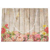 Vintage rustikale romantische Rose Holz Große Geschenktüte (Vorderseite)