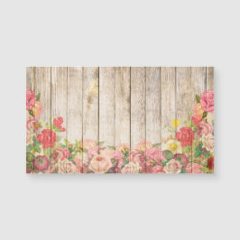 Vintage rustikale romantische Rose Holz Magnetkarte