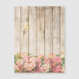 Vintage rustikale romantische Rose Holz Magnetkarte