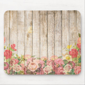 Vintage rustikale romantische Rose Holz Mousepad