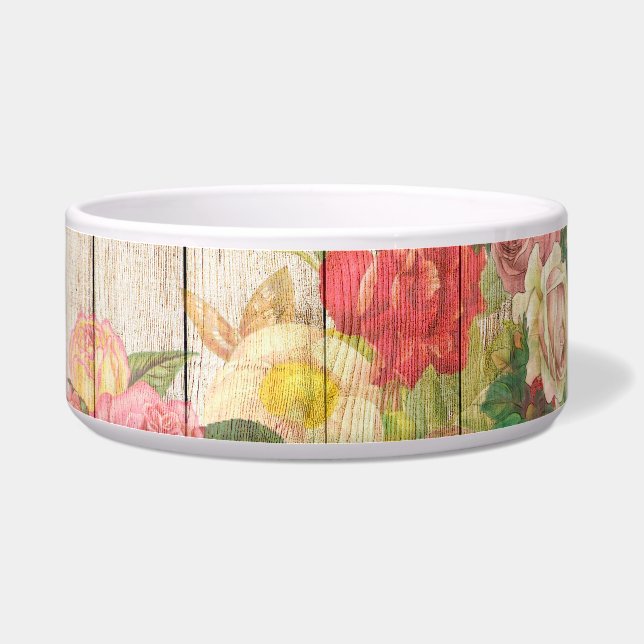 Vintage rustikale romantische Rose Holz Napf (Rechts)