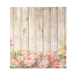 Vintage rustikale romantische Rose Holz Notizblock