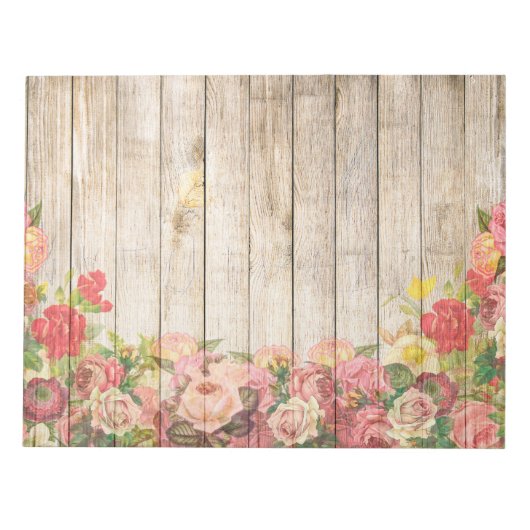 Vintage rustikale romantische Rose Holz Notizblock (Vorderseite)