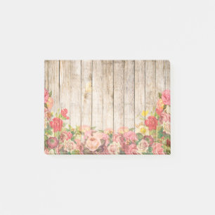 Vintage rustikale romantische Rose Holz Post-it Klebezettel