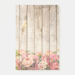 Vintage rustikale romantische Rose Holz Post-it Klebezettel