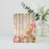 Vintage rustikale romantische Rose Holz Postkarte (Stehend Vorderseite)