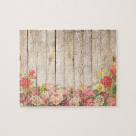 Vintage rustikale romantische Rose Holz Puzzle