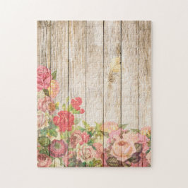 Vintage rustikale romantische Rose Holz Puzzle
