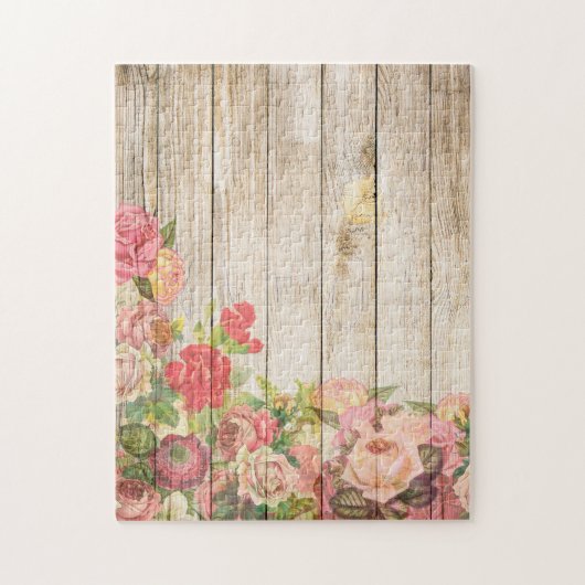 Vintage rustikale romantische Rose Holz Puzzle (Vertikal)